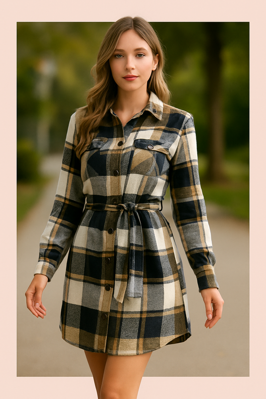 ✨ Vestito Giacca a Quadri con Cintura – Autunno/Inverno 2025 👗🍂