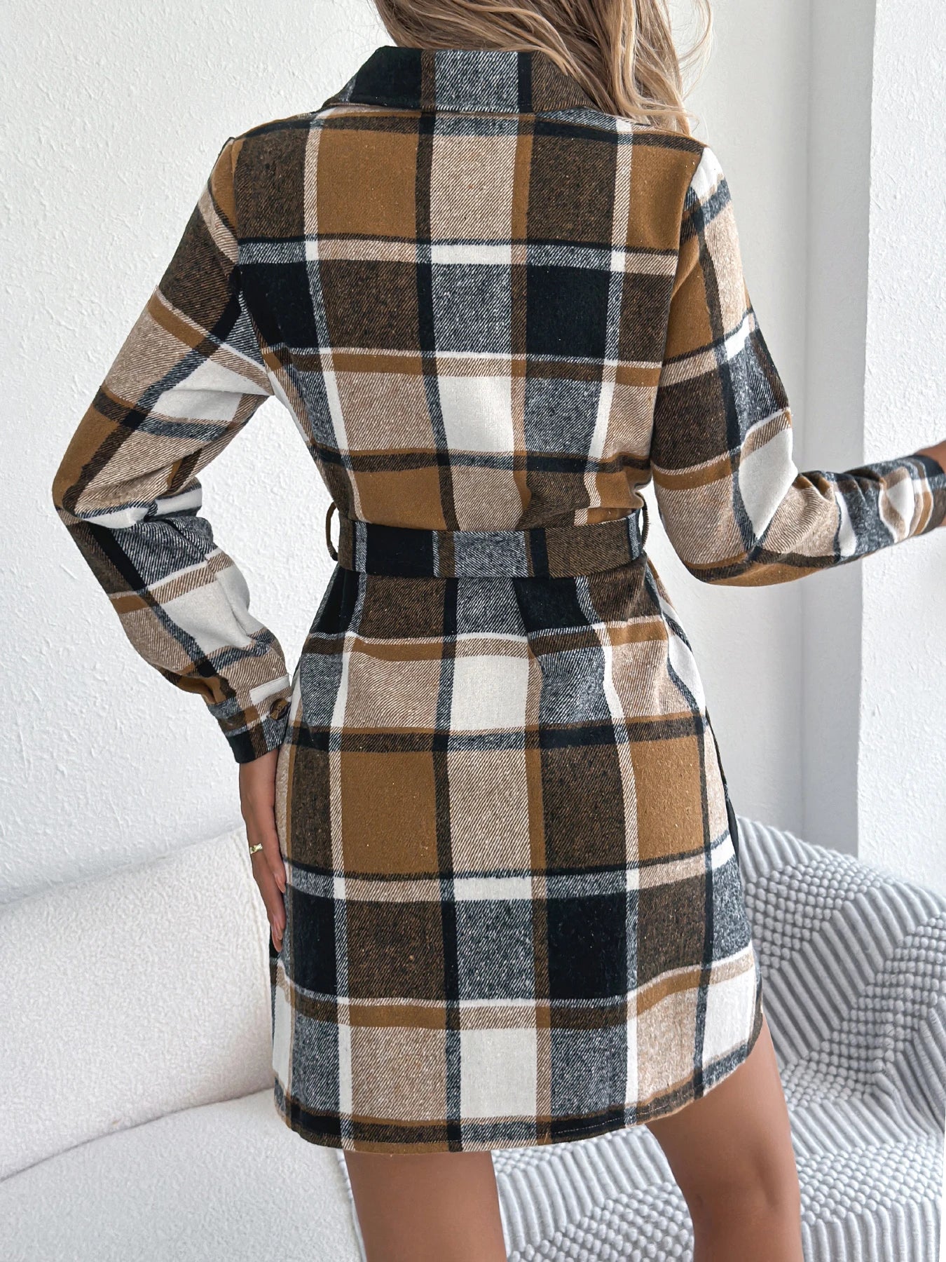 ✨ Vestito Giacca a Quadri con Cintura – Autunno/Inverno 2025 👗🍂