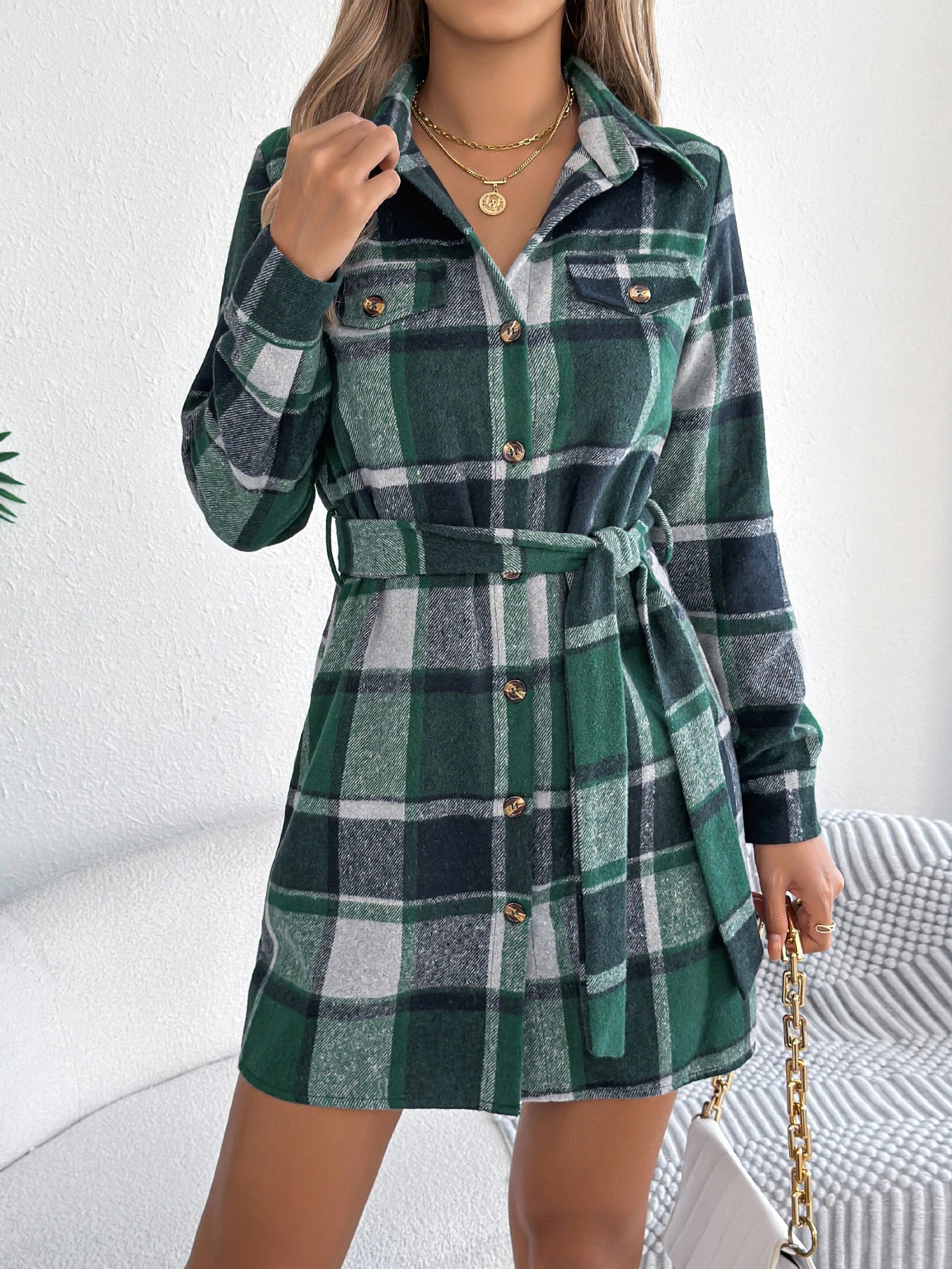 ✨ Vestito Giacca a Quadri con Cintura – Autunno/Inverno 2025 👗🍂