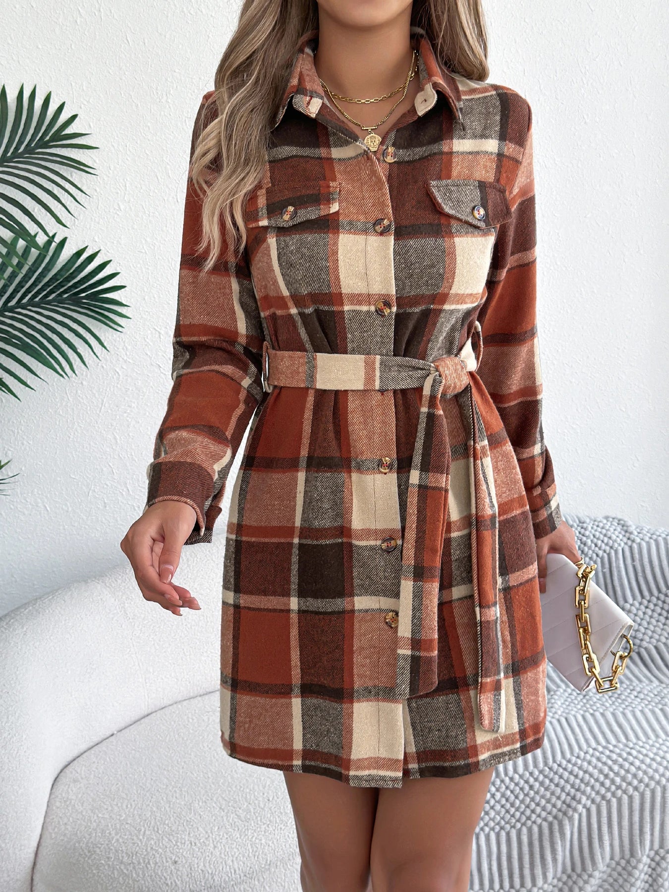 ✨ Vestito Giacca a Quadri con Cintura – Autunno/Inverno 2025 👗🍂