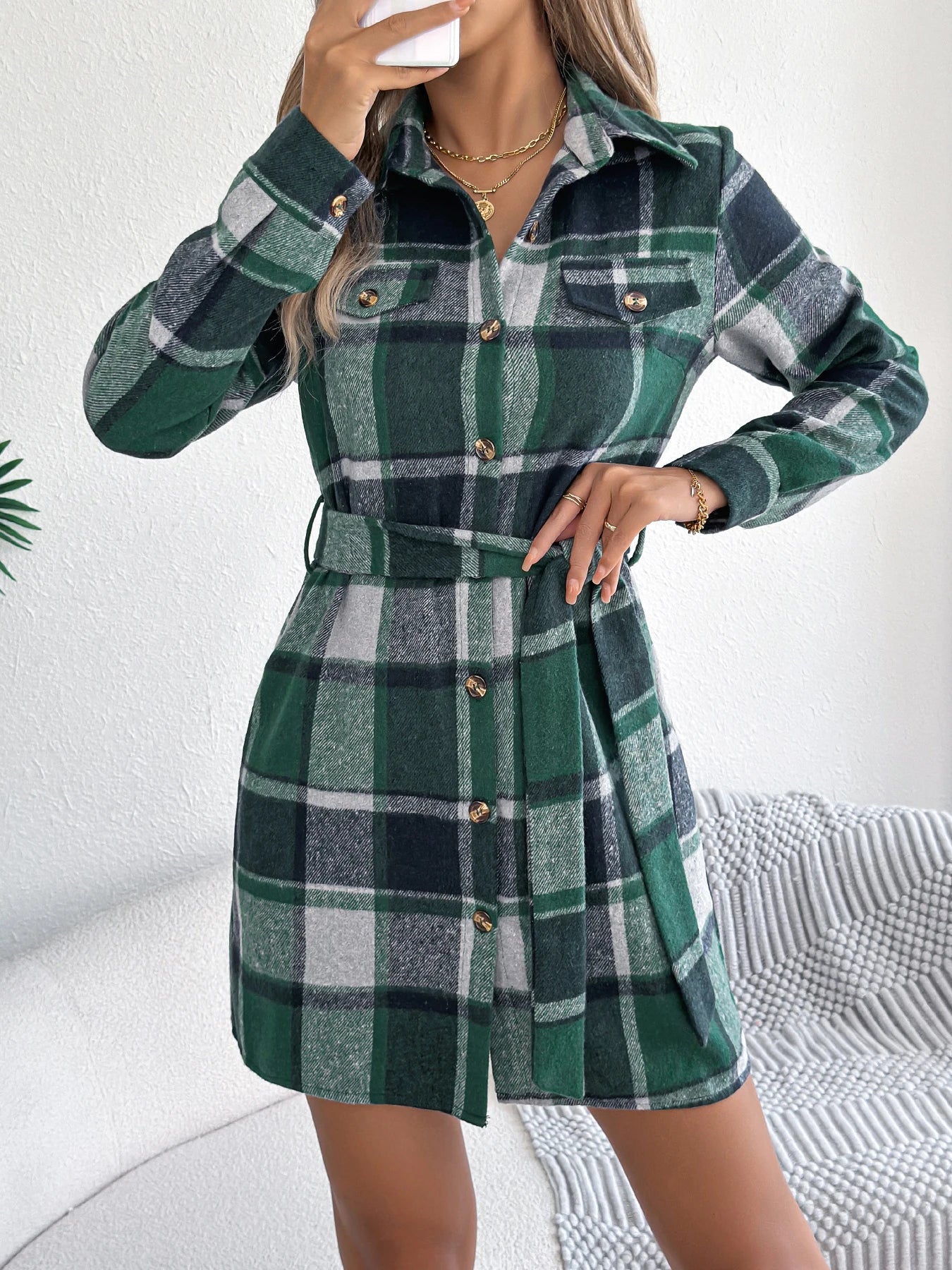 ✨ Vestito Giacca a Quadri con Cintura – Autunno/Inverno 2025 👗🍂