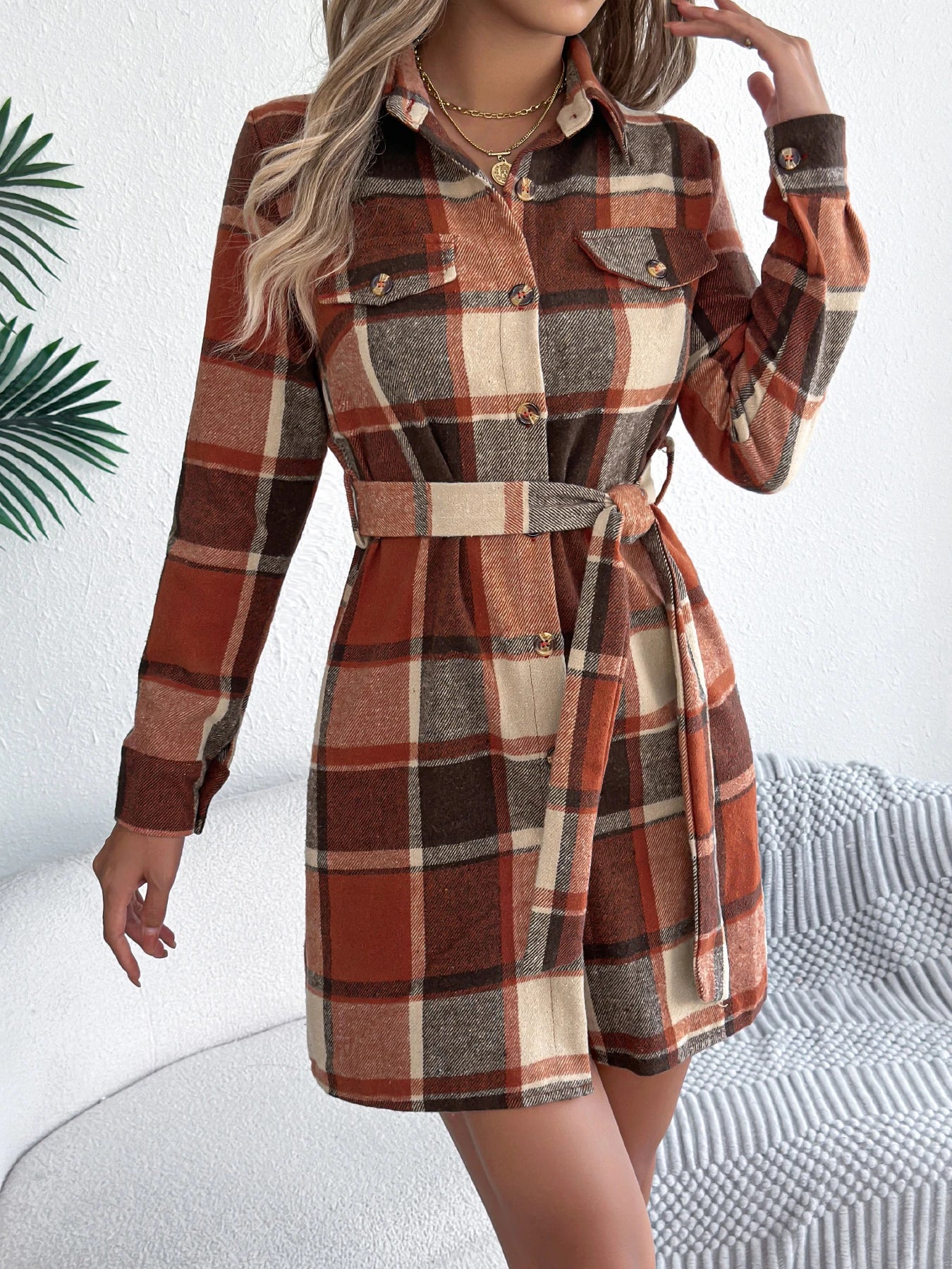 ✨ Vestito Giacca a Quadri con Cintura – Autunno/Inverno 2025 👗🍂