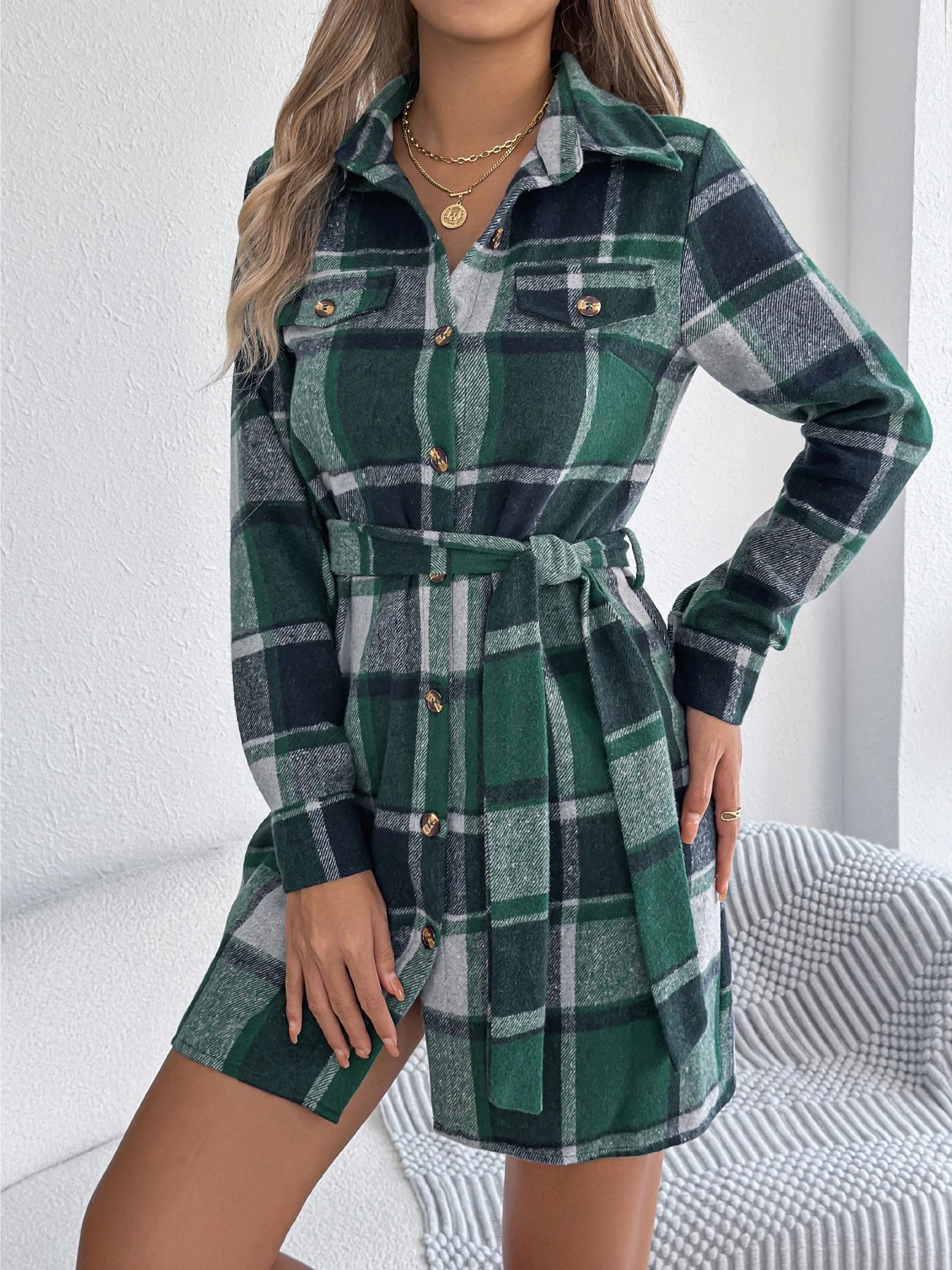 ✨ Vestito Giacca a Quadri con Cintura – Autunno/Inverno 2025 👗🍂