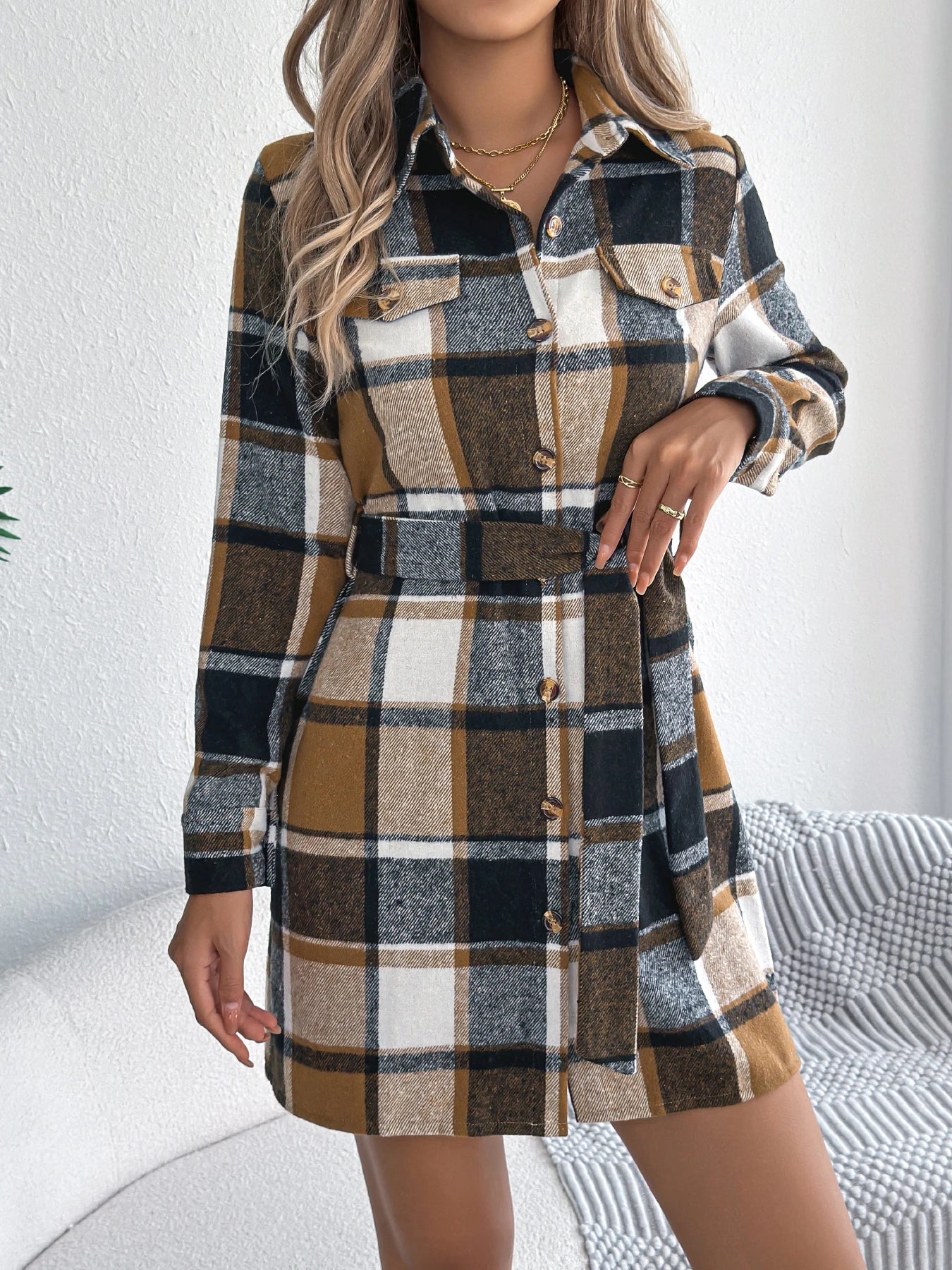 ✨ Vestito Giacca a Quadri con Cintura – Autunno/Inverno 2025 👗🍂