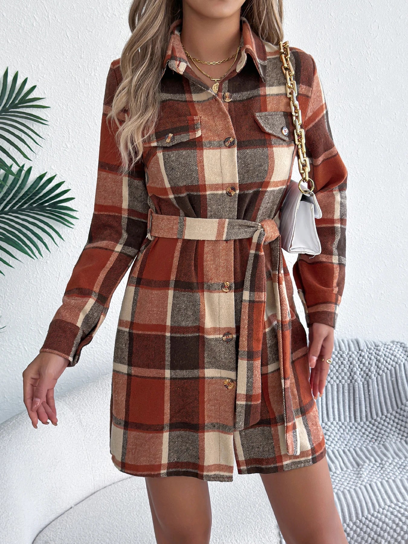 ✨ Vestito Giacca a Quadri con Cintura – Autunno/Inverno 2025 👗🍂