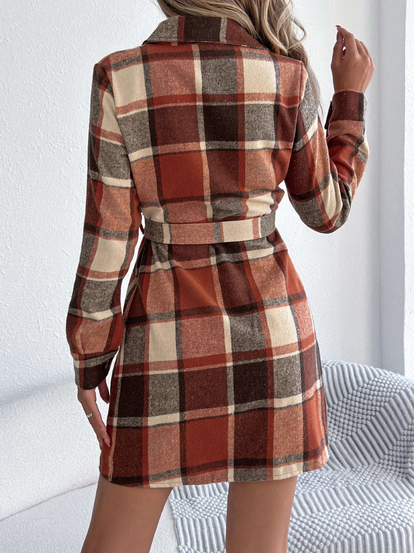 ✨ Vestito Giacca a Quadri con Cintura – Autunno/Inverno 2025 👗🍂